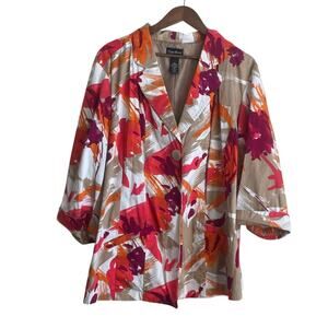 Maggie Barnes Women Jacket 3X Multicolor Whimsical Abstract Print Career Office